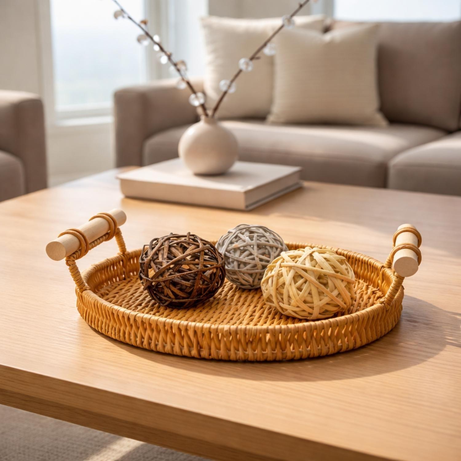 Bandeja Cesta Ovalada Tejida Decorativa Panera Frutera-2