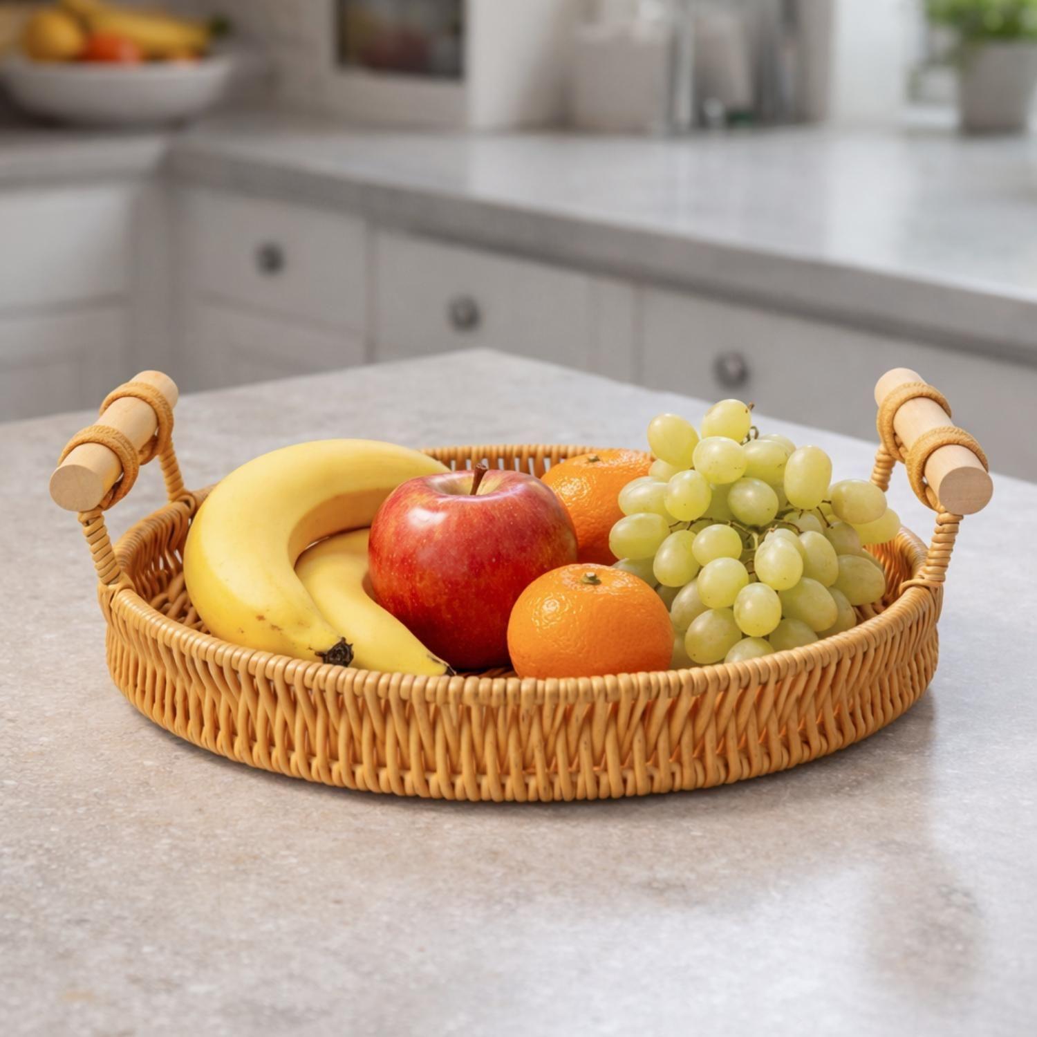 Bandeja Cesta Ovalada Tejida Decorativa Panera Frutera-3