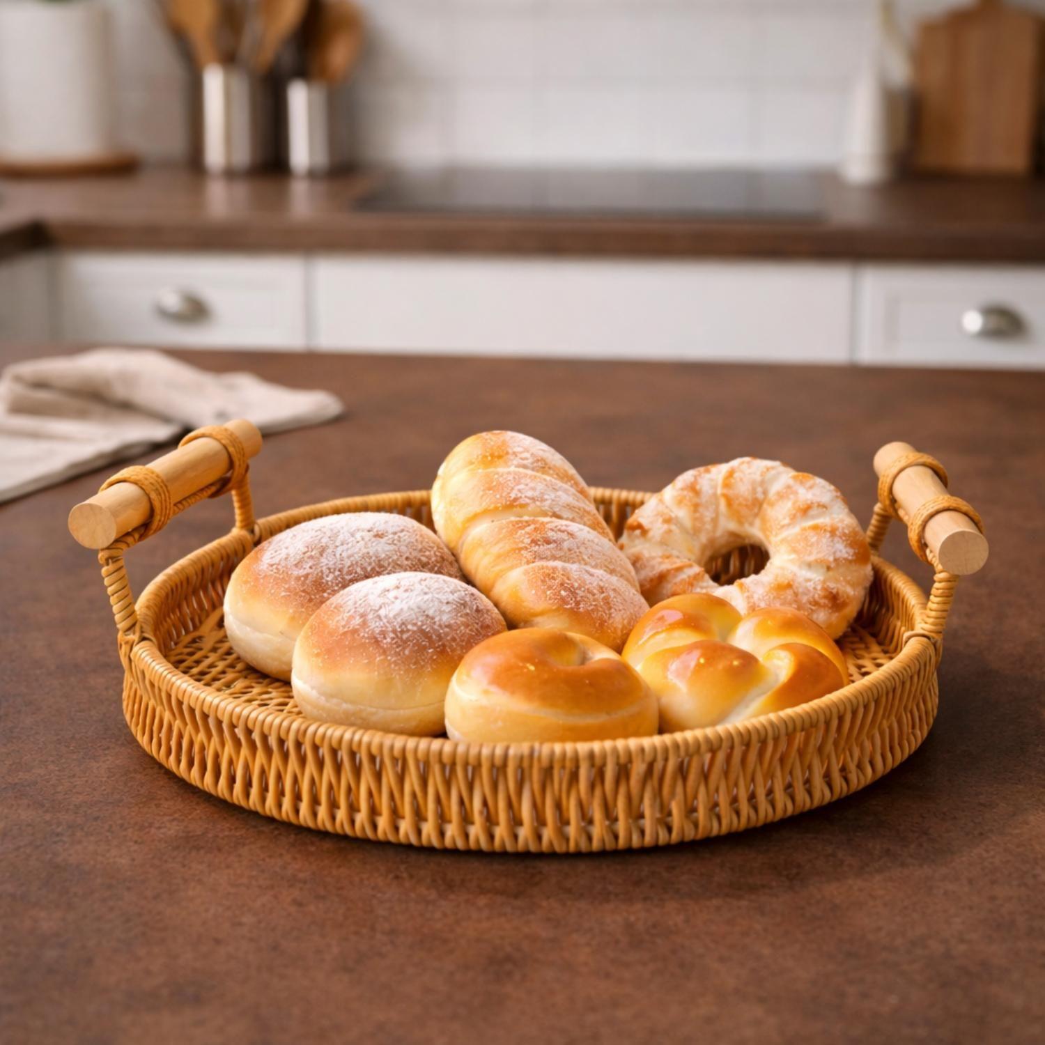 Bandeja Cesta Ovalada Tejida Decorativa Panera Frutera-4