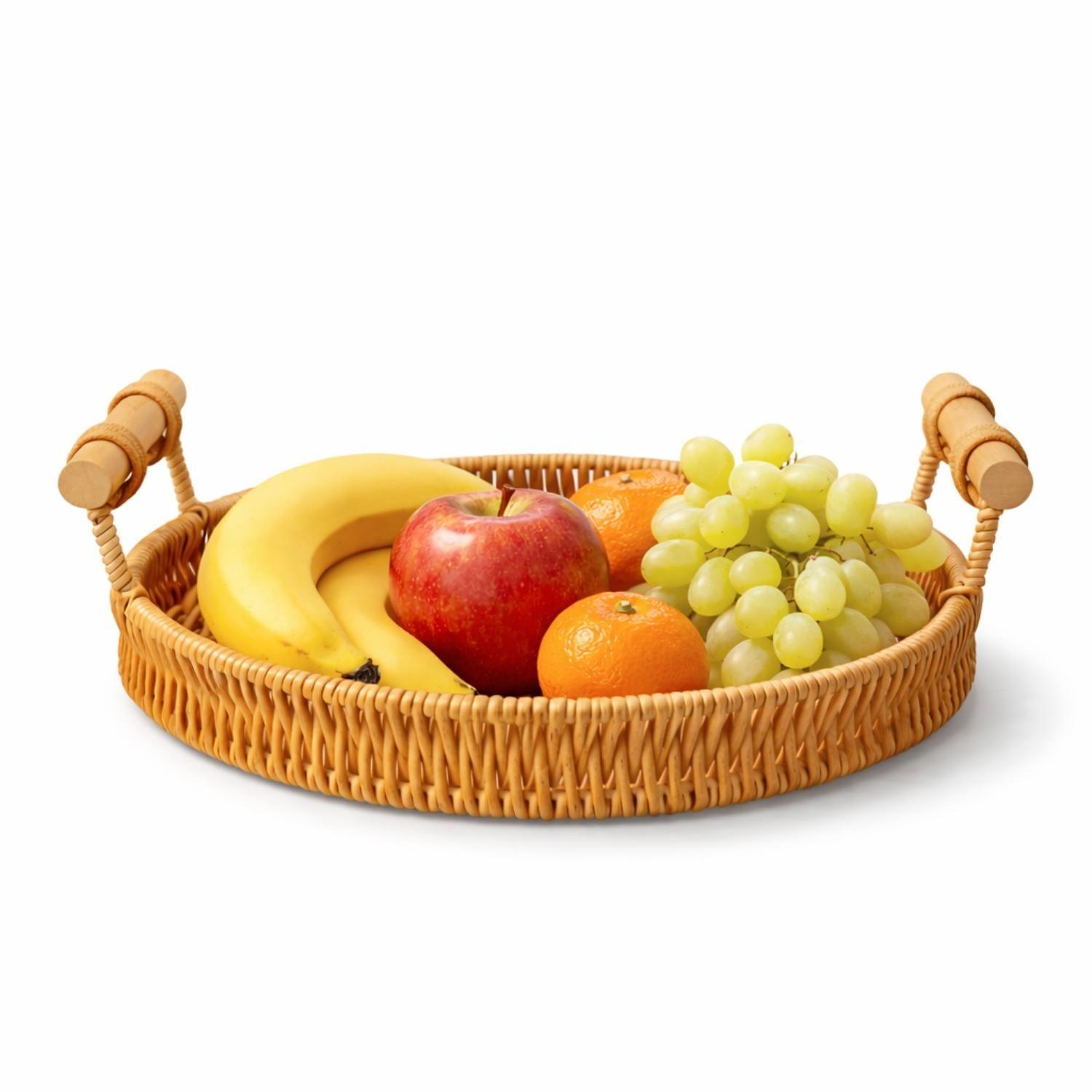 Bandeja Cesta Ovalada Tejida Decorativa Panera Frutera-6