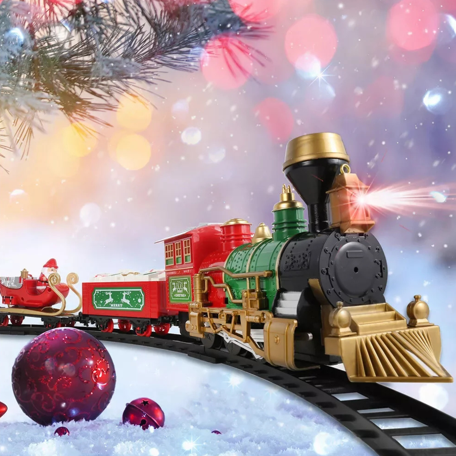 Tren Electrico Navideño Base de Arbol Decorativo Navidad-6