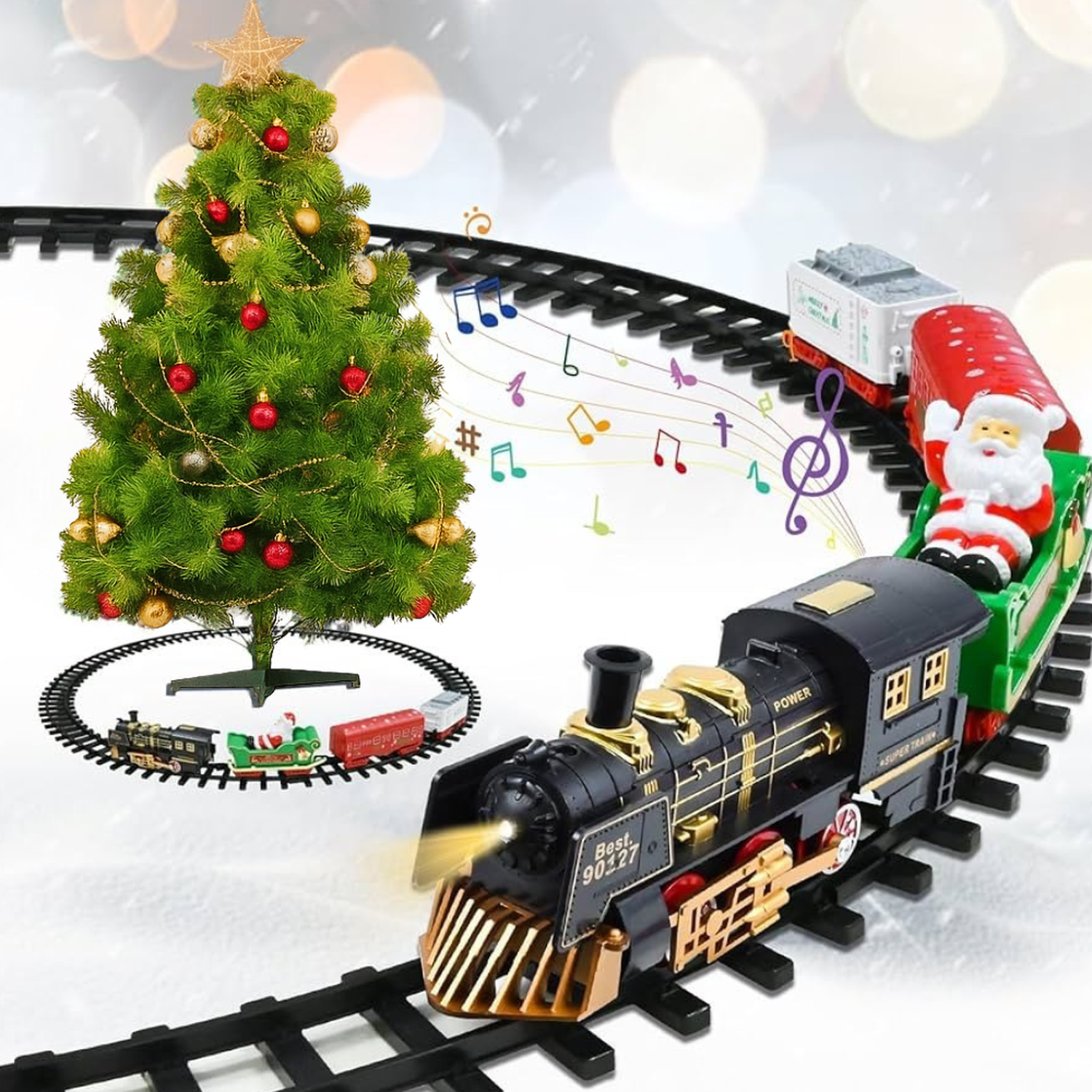 Tren Electrico Navideño Base de Arbol Decorativo Navidad-2