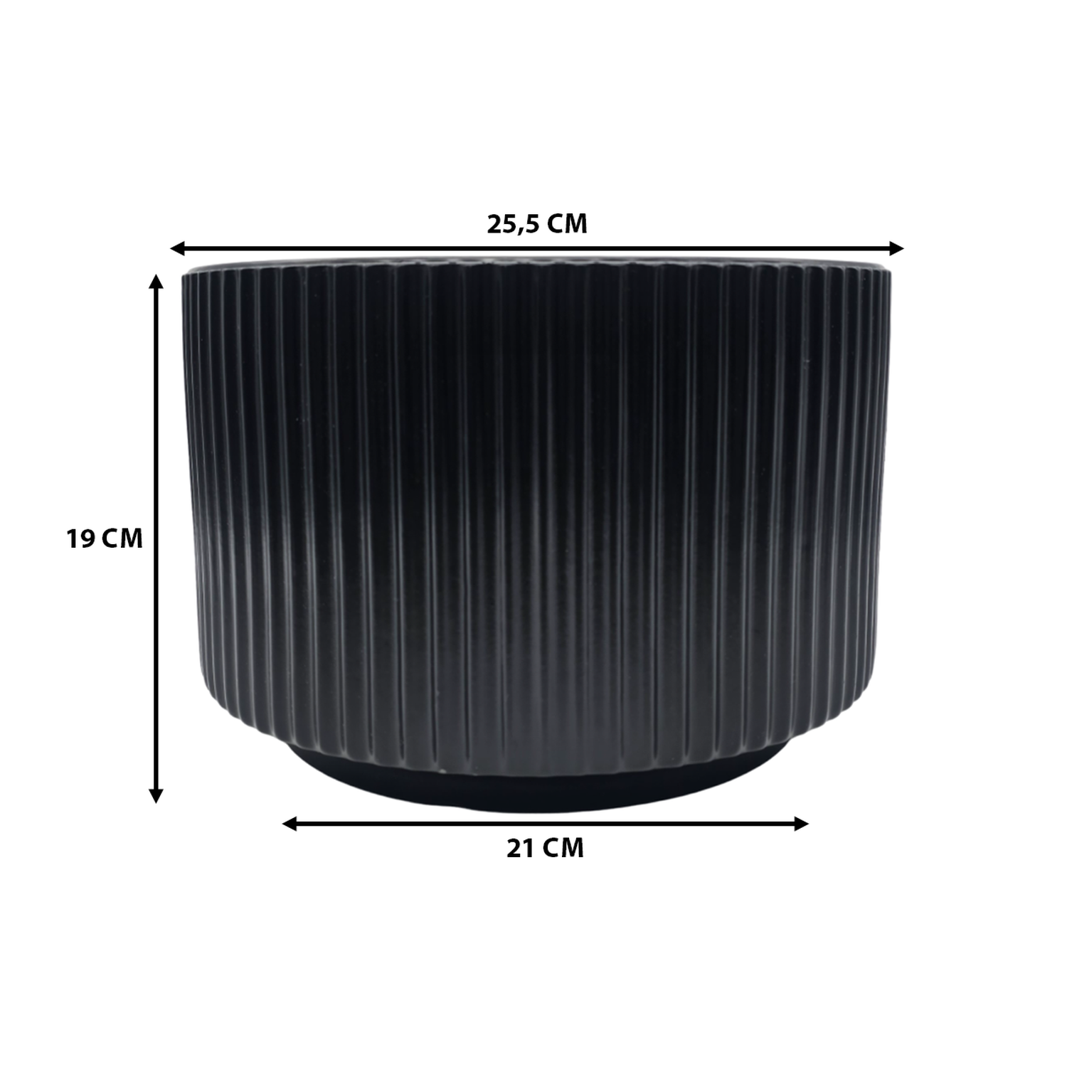 Macetero Maceta De Ceramica Negro Lineas Verticales Pequeño-5