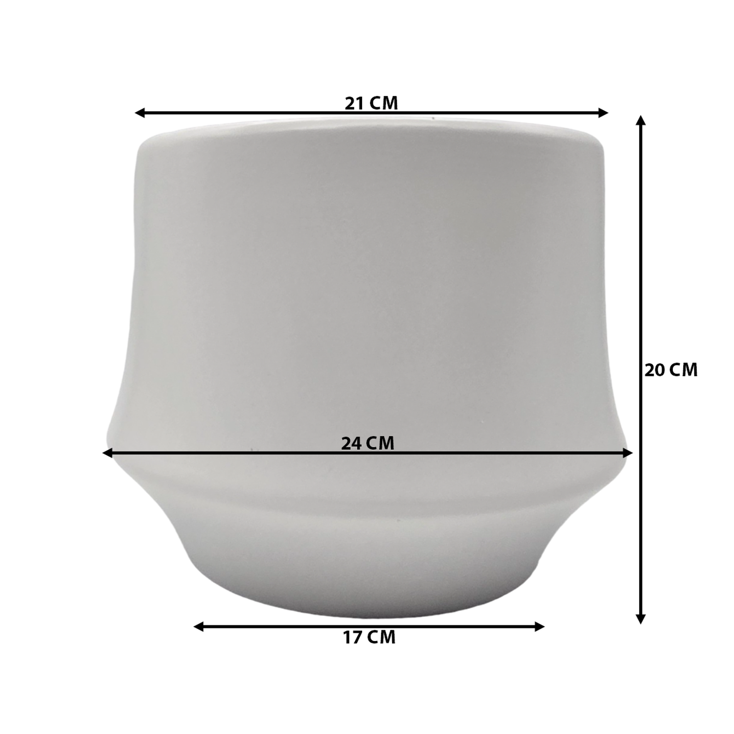 Macetero Maceta De Ceramica Elegante Blanco Liso Brillante L-8