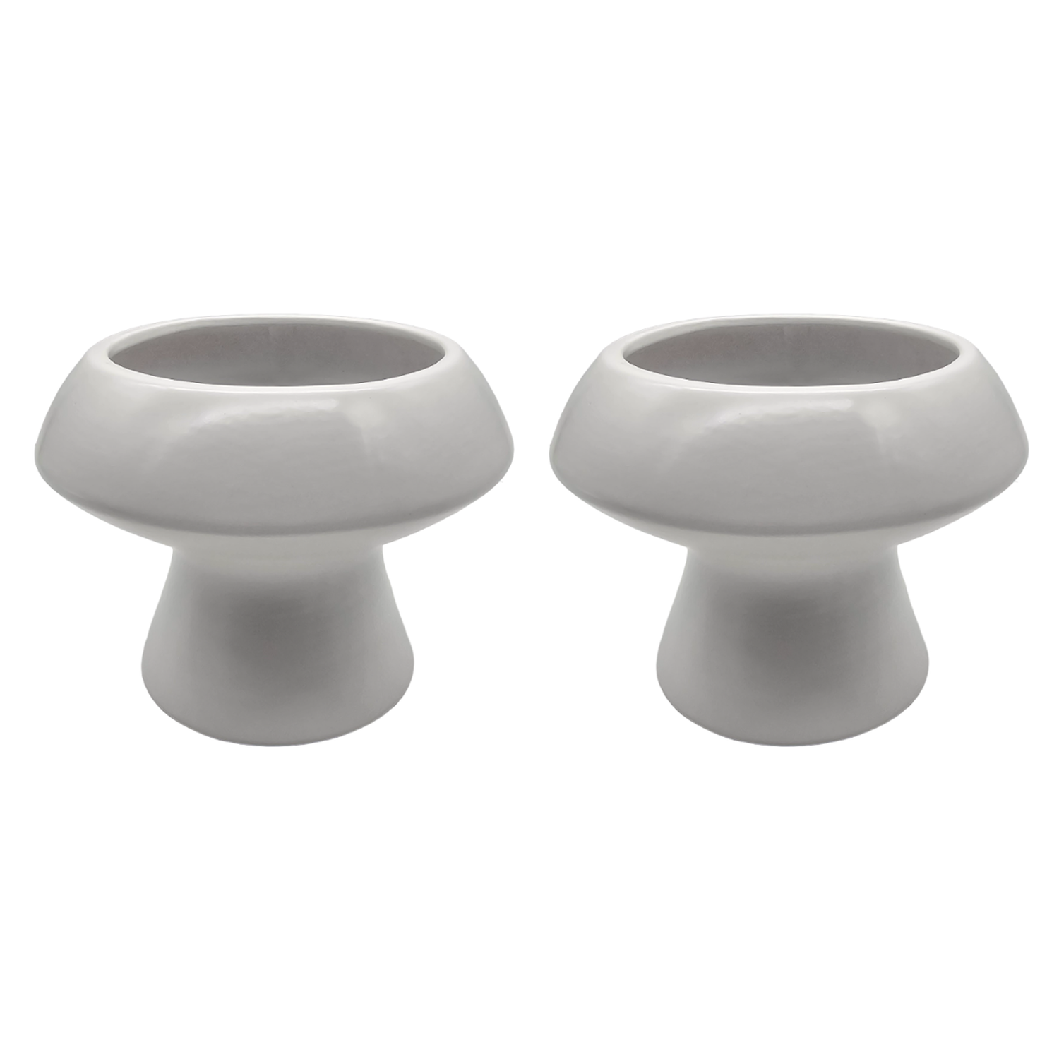 Set 2 Macetero Maceta De Ceramica Con Forma De Seta Blanco-0
