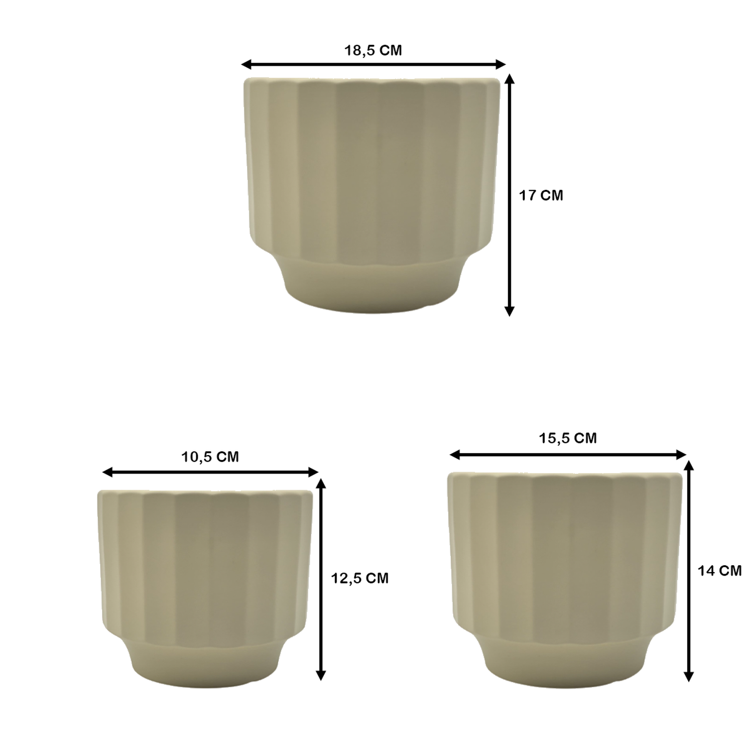 Set 3 Maceteros Maceta De Ceramica Limon Lineas Verticales-4