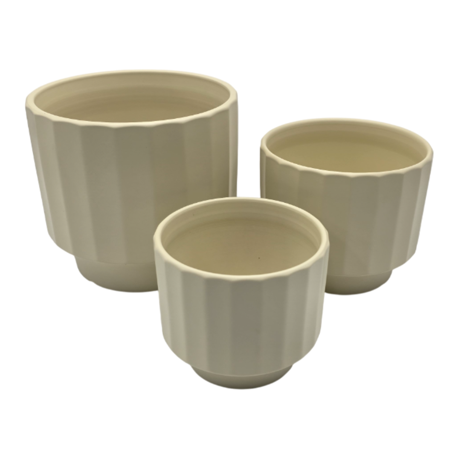 Set 3 Maceteros Maceta De Ceramica Limon Lineas Verticales-5