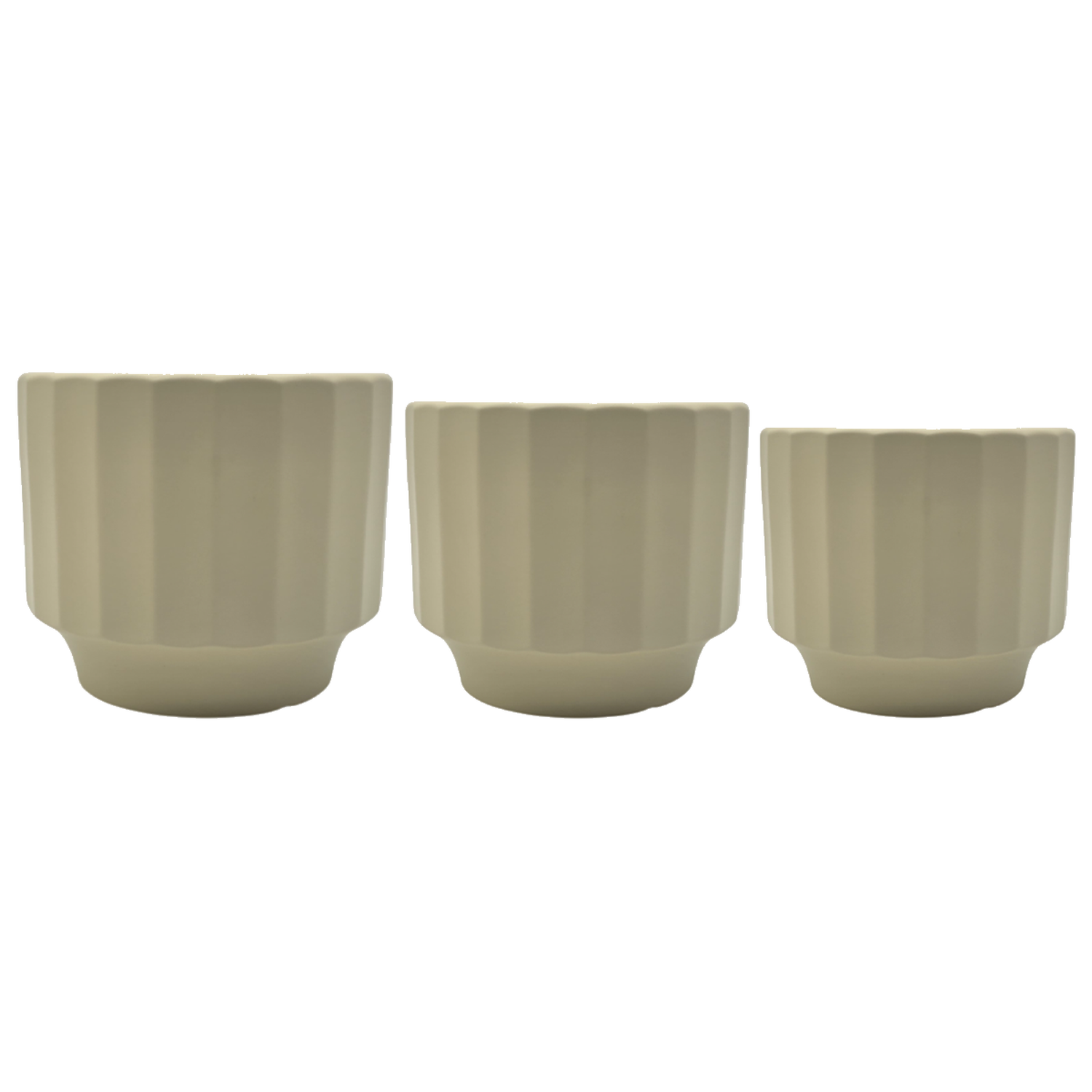 Set 3 Maceteros Maceta De Ceramica Limon Lineas Verticales-6