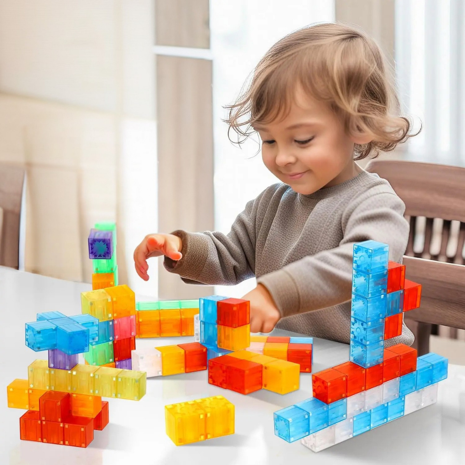 Set Juego de Bloques Magneticos 96 Piezas Construccion Niños-2