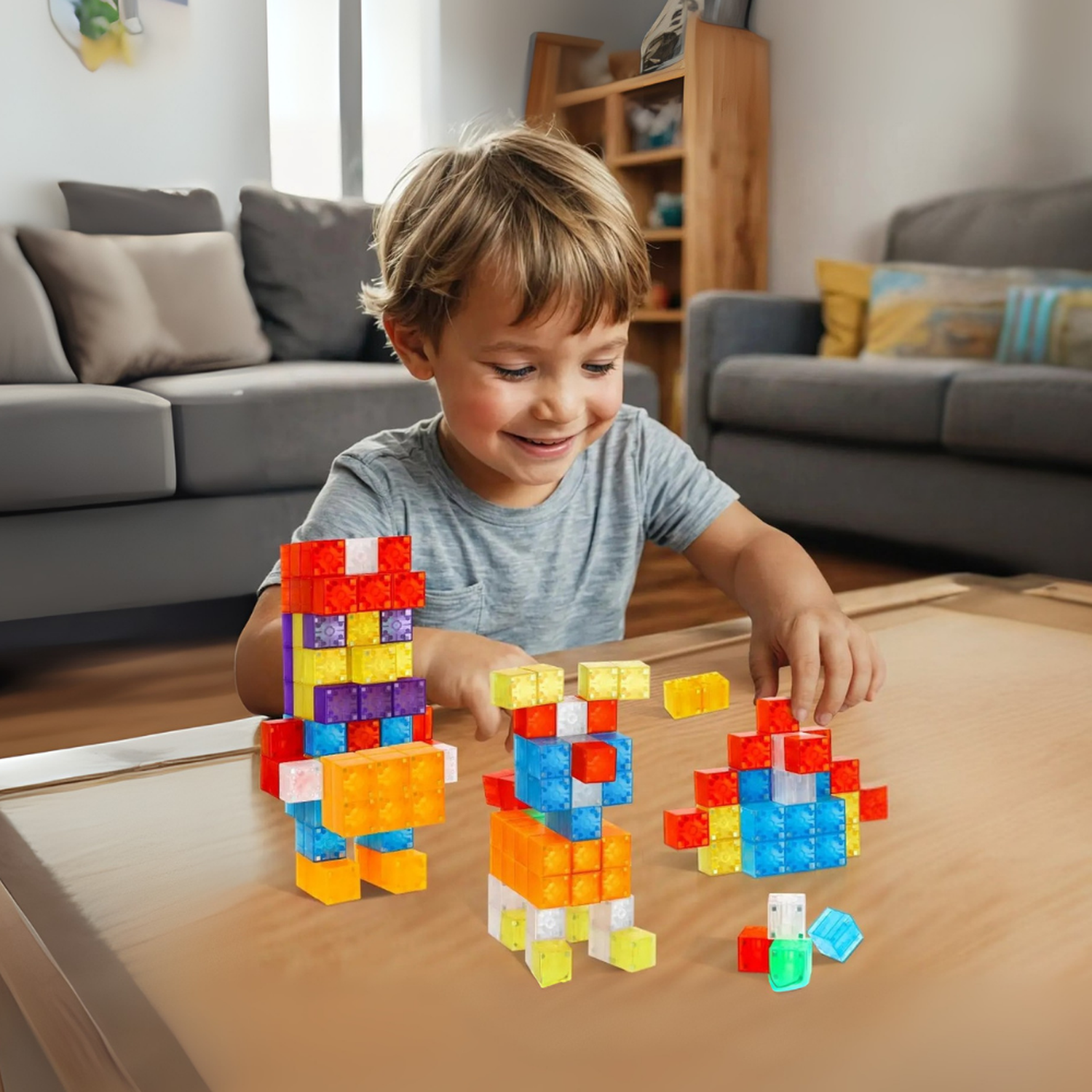 Set Juego de Bloques Magneticos 96 Piezas Construccion Niños-5