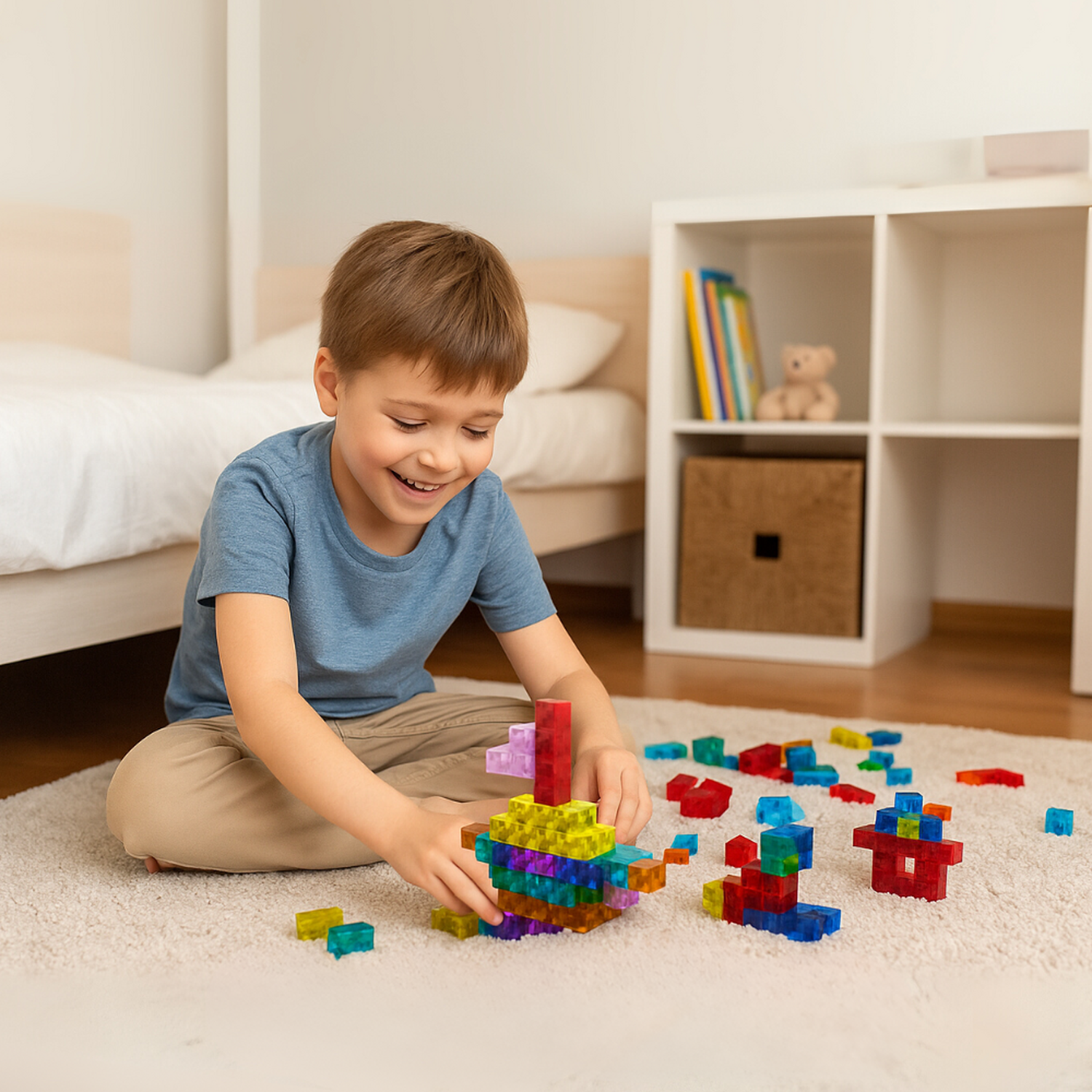 Set Juego de Bloques Magneticos 96 Piezas Construccion Niños-7