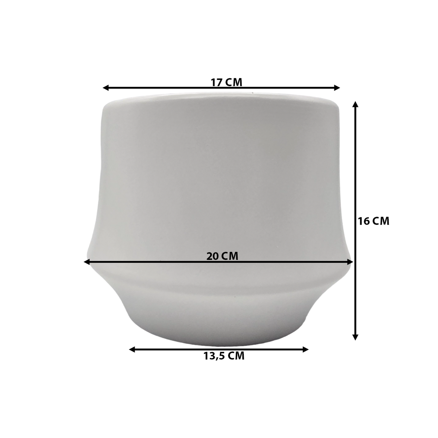 Macetero Maceta De Ceramica Elegante Blanco Liso Brillante M-8
