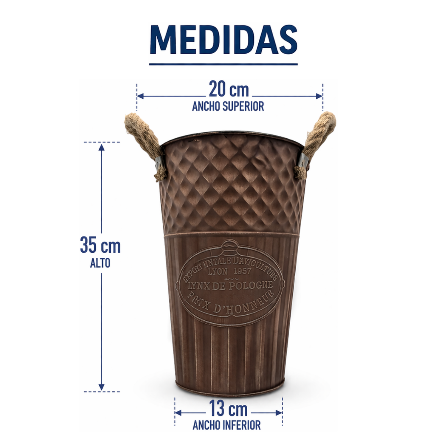Macetero Metalico Decorativo Cafe Vintage Florero M-6