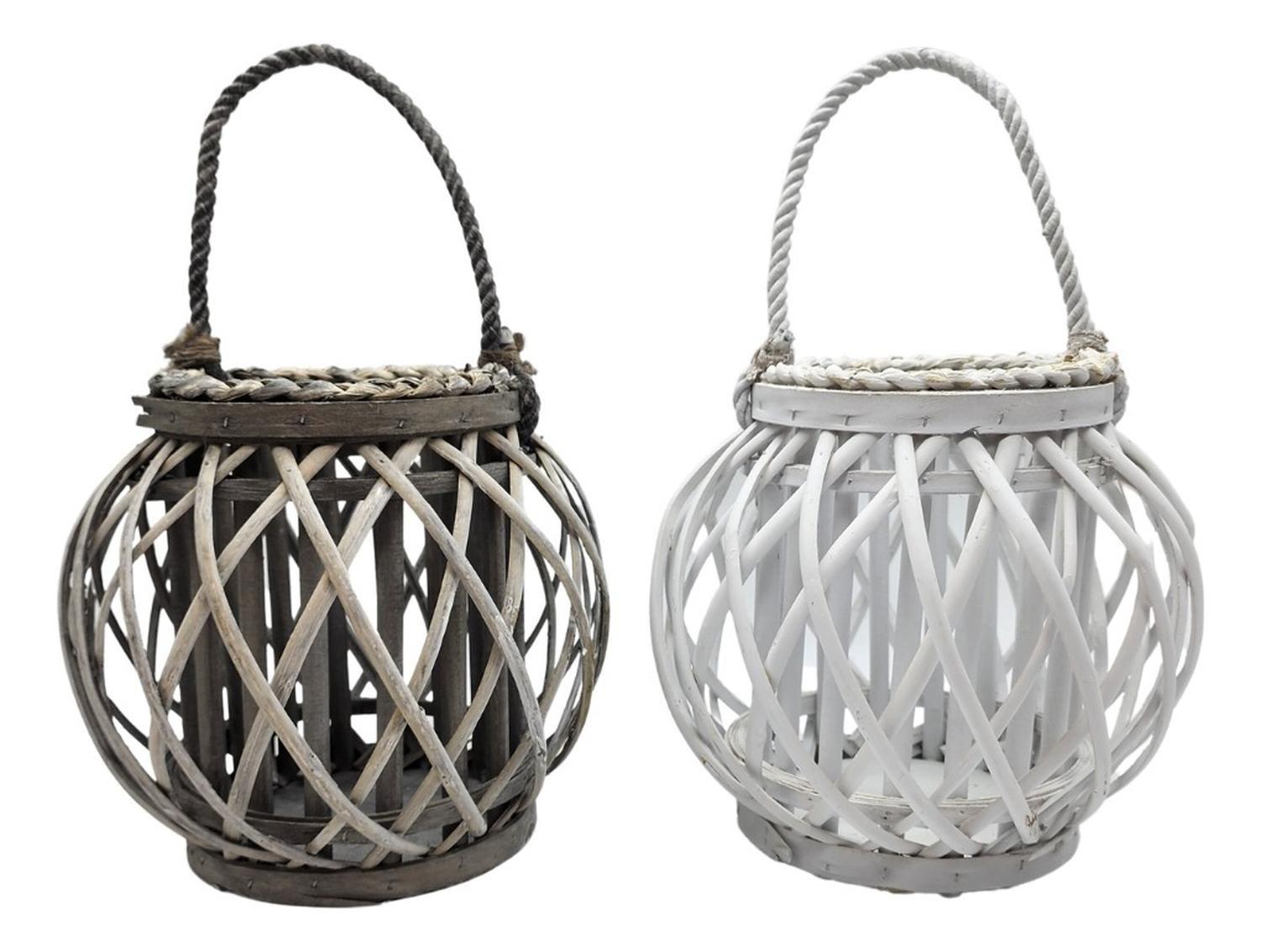 Candelabro Porta Vela Mimbre Rustico Redondo Terraza Blanco-7