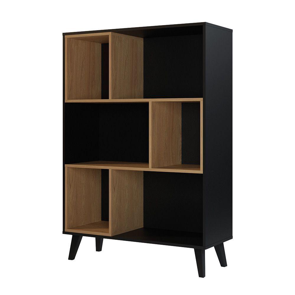 ESTANTE - RAGNAR - NEGRO/MADERA-2