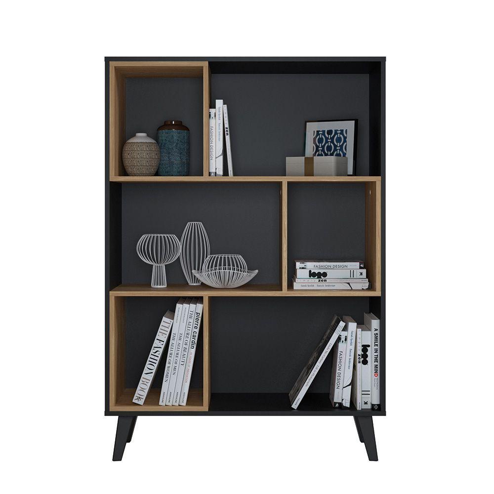 ESTANTE - RAGNAR - NEGRO/MADERA-0