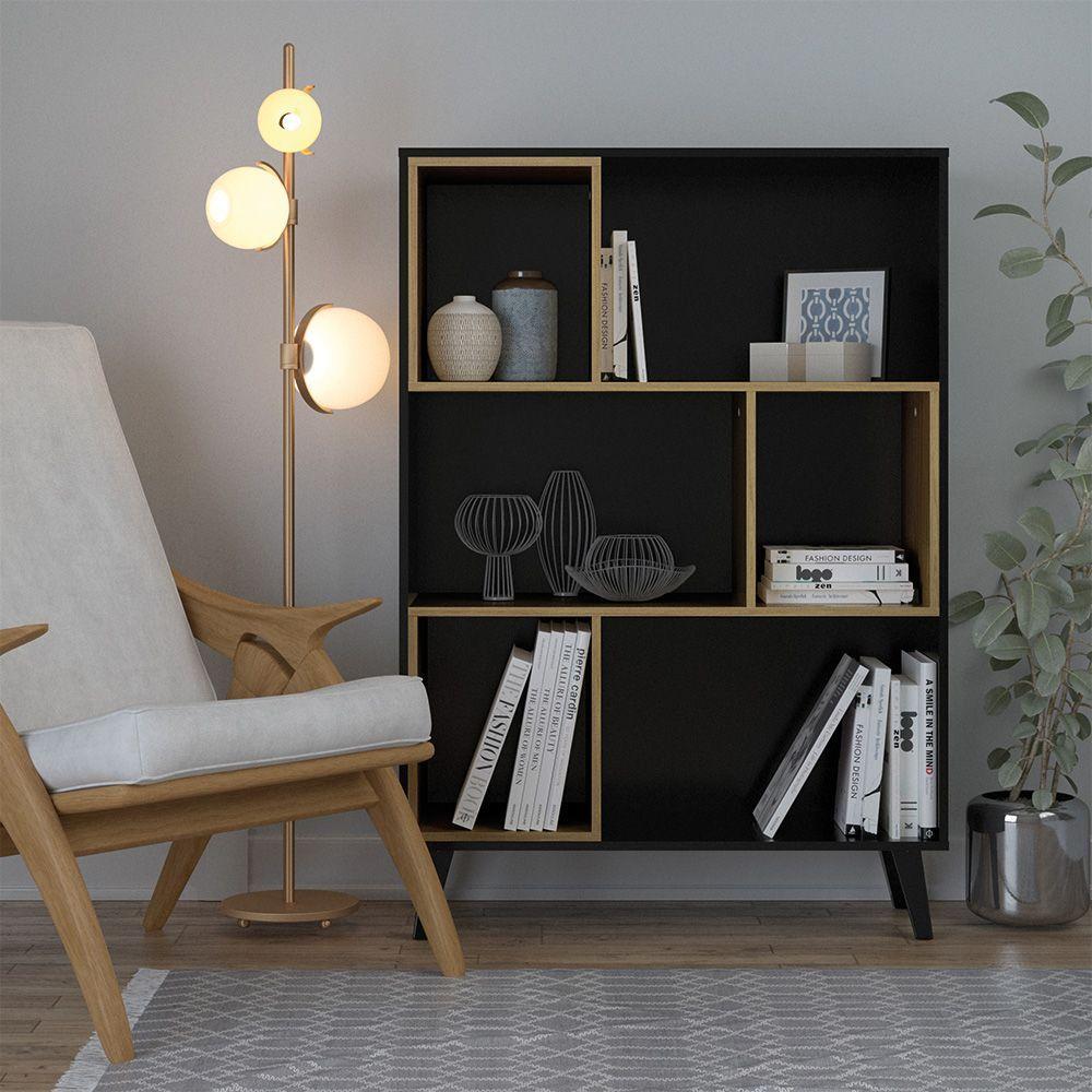 ESTANTE - RAGNAR - NEGRO/MADERA-5