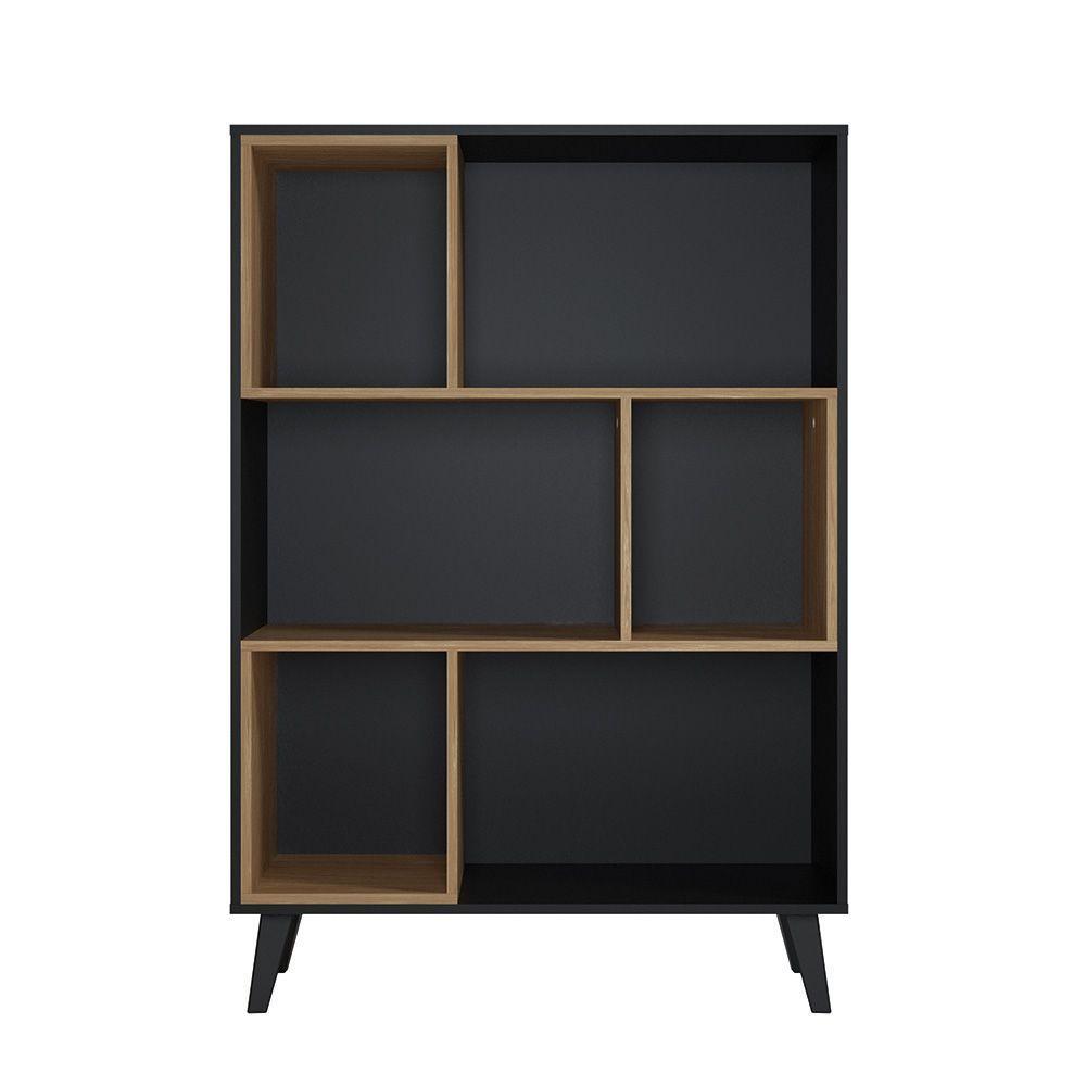 ESTANTE - RAGNAR - NEGRO/MADERA-1