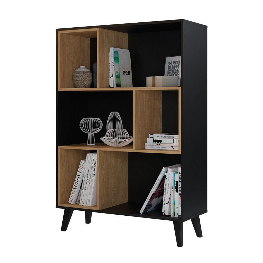ESTANTE - RAGNAR - NEGRO/MADERA-3