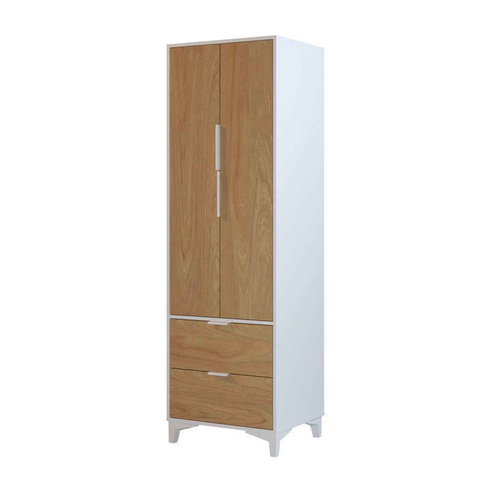 Closet Mood 2P2C Hyggesign 57x178x47cm. Color Blanco / Madera-2