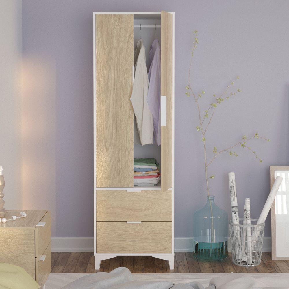 Closet Mood 2P2C Hyggesign 57x178x47cm. Color Blanco / Madera-7