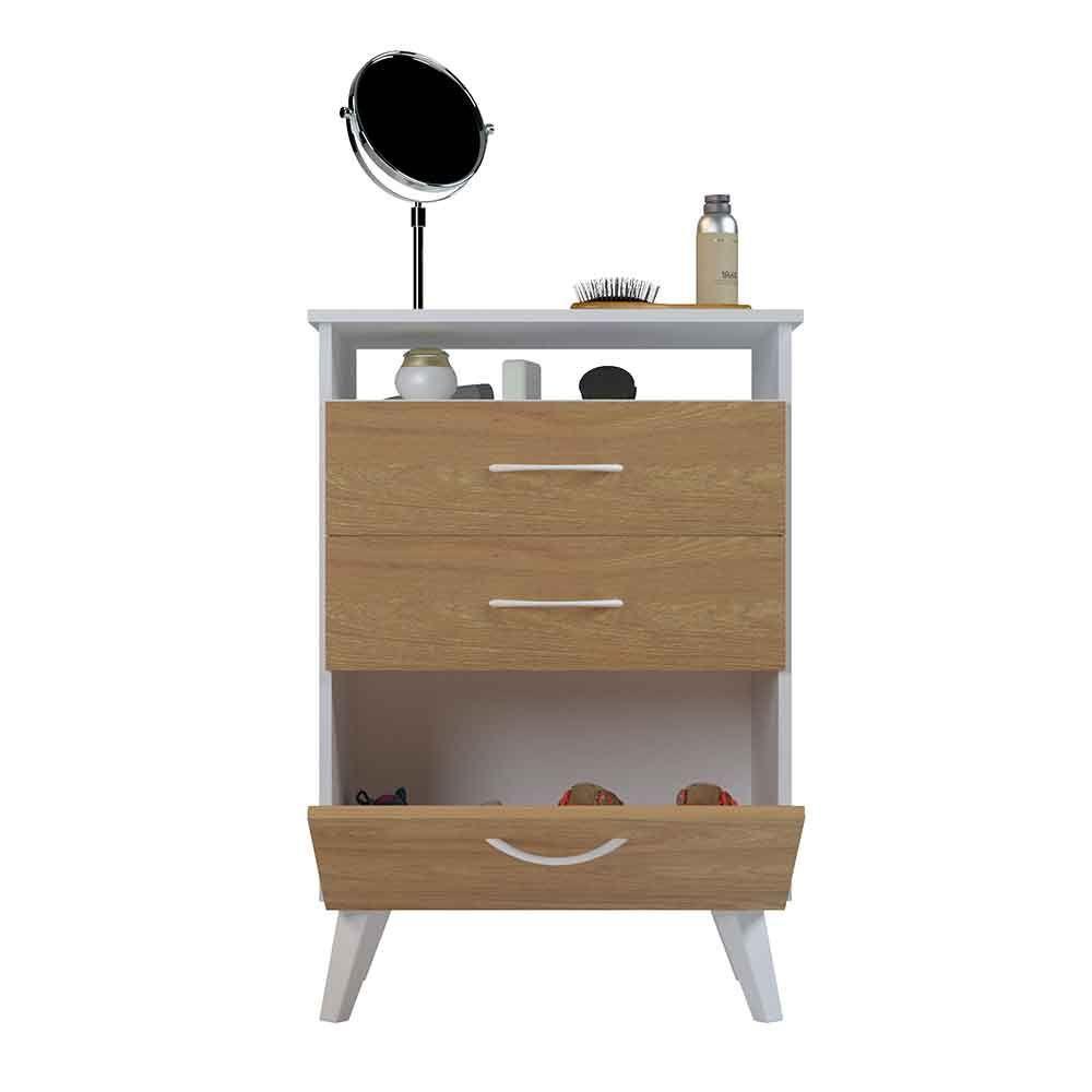 Cómoda Vertical 2C1Z Silcosil 58 x 85 x 41cm. Color Blanco / Madera-2