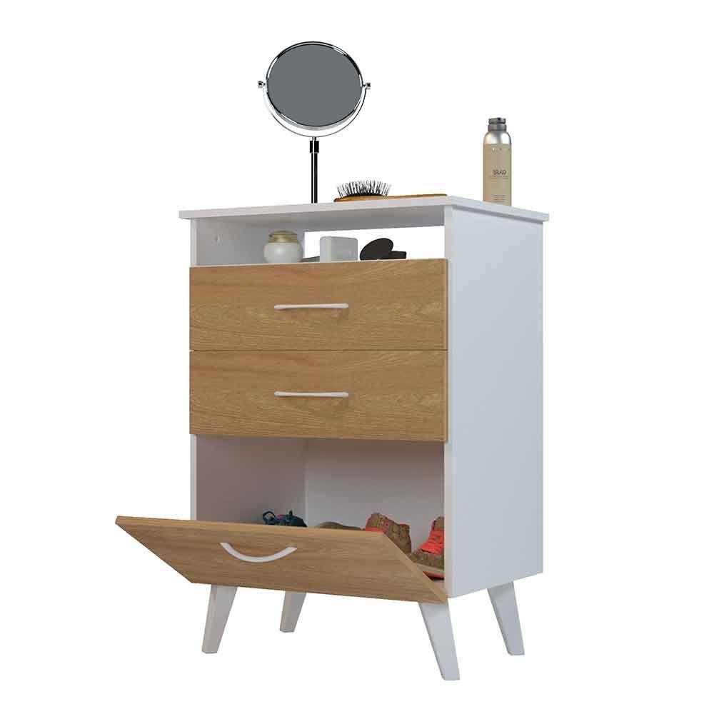 Cómoda Vertical 2C1Z Silcosil 58 x 85 x 41cm. Color Blanco / Madera-3