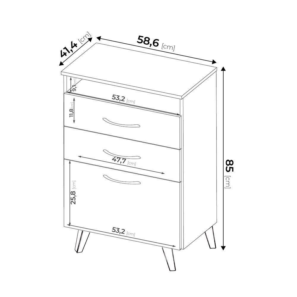 Cómoda Vertical 2C1Z Silcosil 58 x 85 x 41cm. Color Blanco / Madera-7