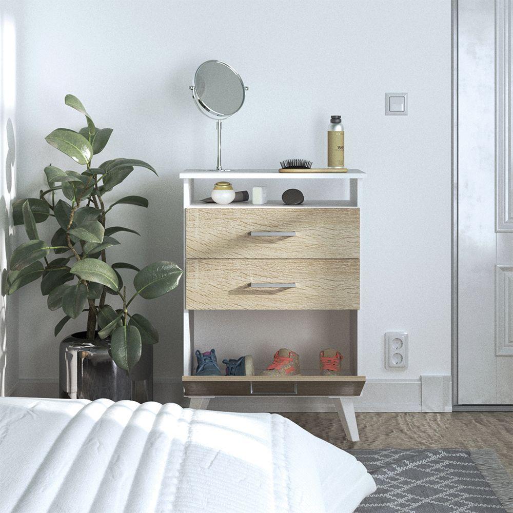 Cómoda Vertical 2C1Z Silcosil 58 x 85 x 41cm. Color Blanco / Madera-4