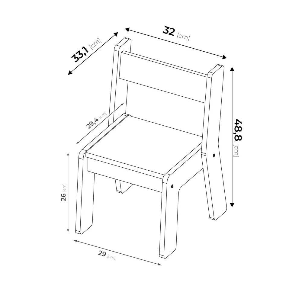 Mueble Infantil Set Kit Born (Mesa+ 2 Sillas) Color Madera Natural / Blanco-7