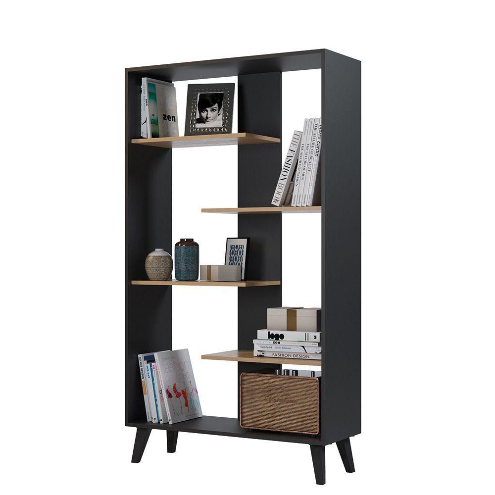 Estante Rollo Hyggesign 90 x 160 x 32cm. Color Negro / Madera-3