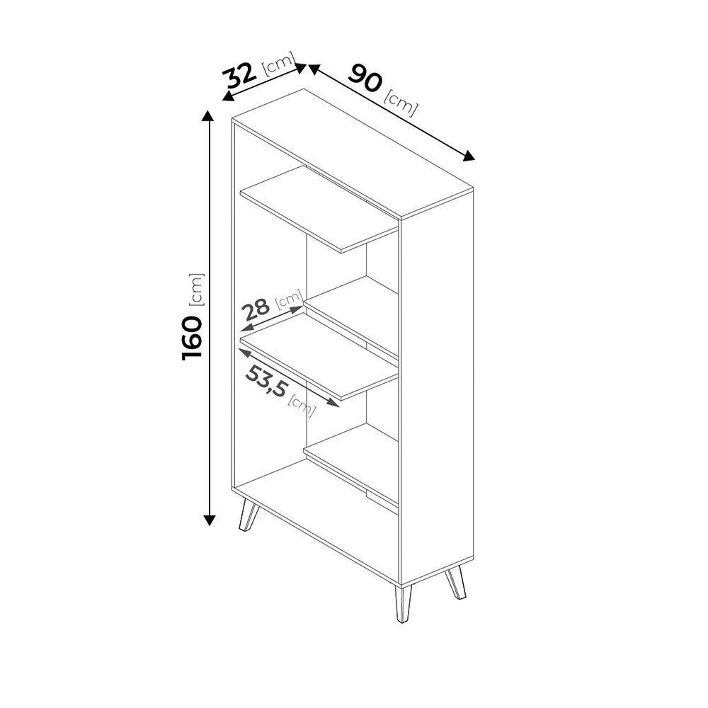 Estante Rollo Hyggesign 90 x 160 x 32cm. Color Negro / Madera-6
