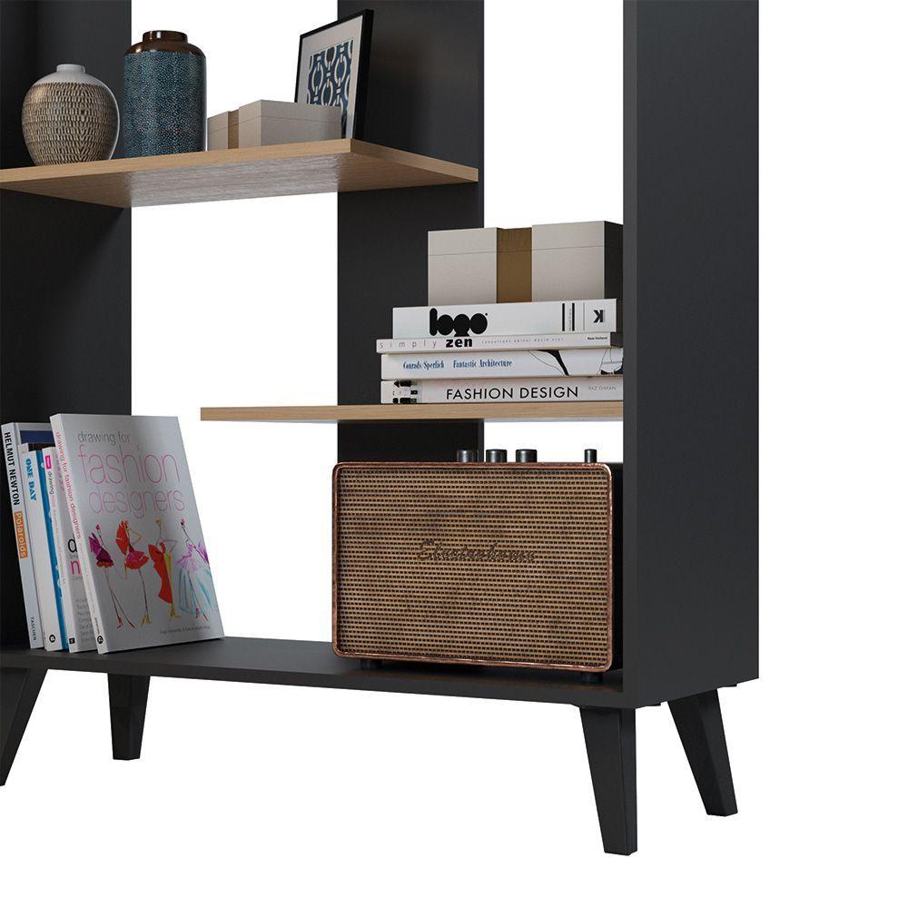 Estante Rollo Hyggesign 90 x 160 x 32cm. Color Negro / Madera-5