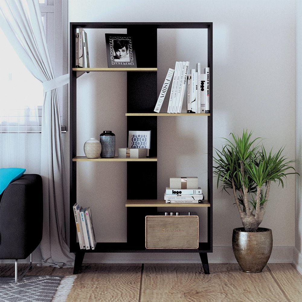 Estante Rollo Hyggesign 90 x 160 x 32cm. Color Negro / Madera-7