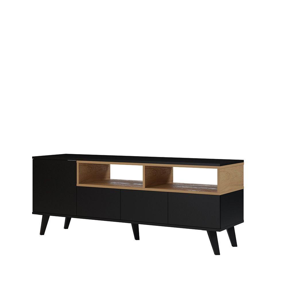 Rack Obi Hyggesign 140 x 55 x 40cm. Color Negro / Madera-1