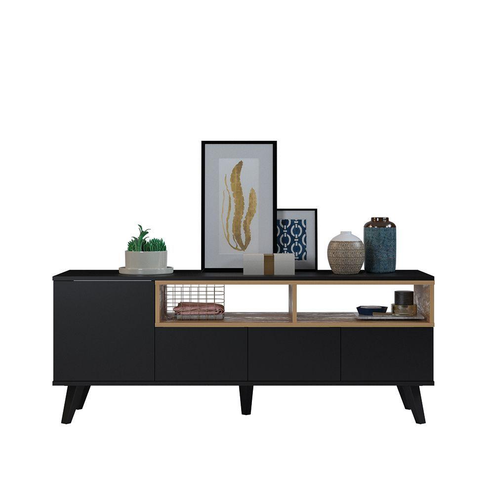 Rack Obi Hyggesign 140 x 55 x 40cm. Color Negro / Madera-2