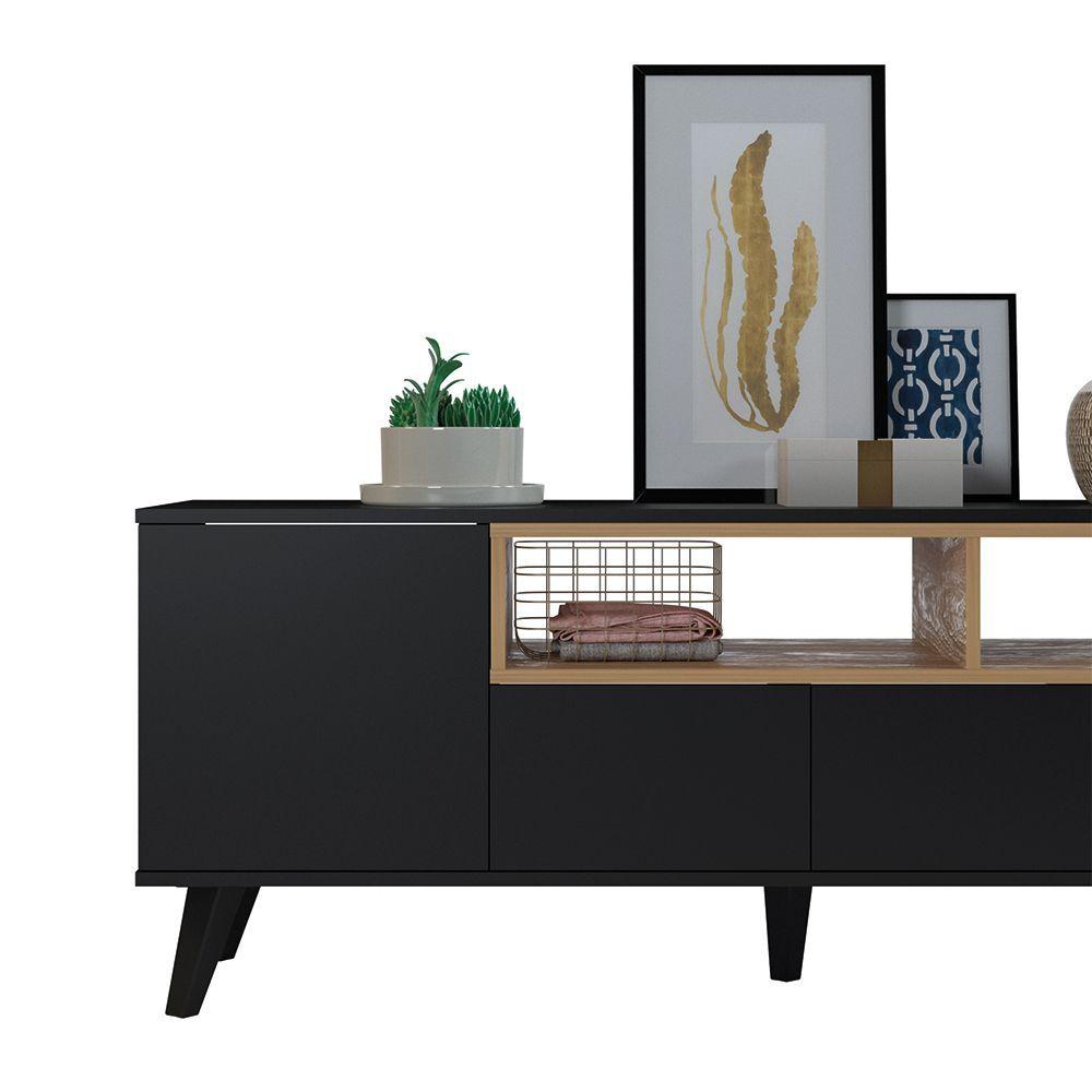 Rack Obi Hyggesign 140 x 55 x 40cm. Color Negro / Madera-4