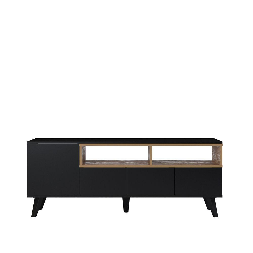 Rack Obi Hyggesign 140 x 55 x 40cm. Color Negro / Madera-0