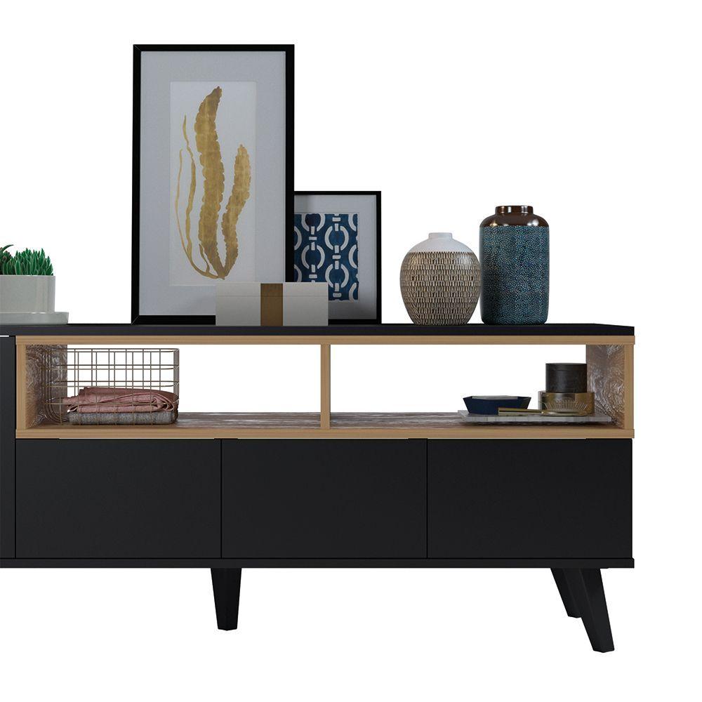 Rack Obi Hyggesign 140 x 55 x 40cm. Color Negro / Madera-5