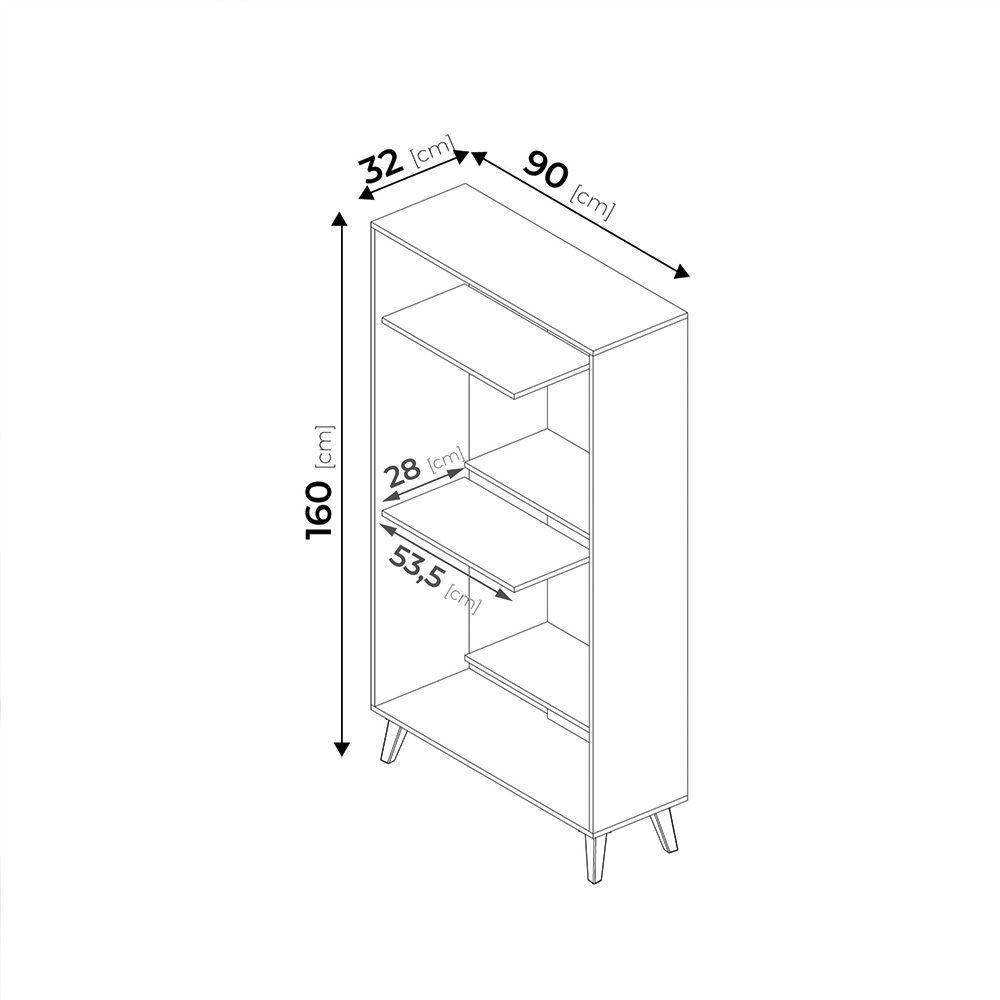 Estante Rollo Hyggesign 90 x 160 x 32cm. Color Blanco / Madera-6
