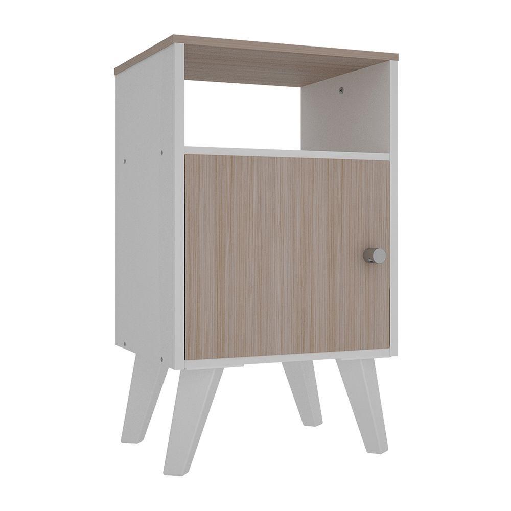 Mueble de Dormitorio Kit Respaldo 2 Plazas + 2 Veladores Silcosil 140x160x180cm. Color Madero / Blanco-3