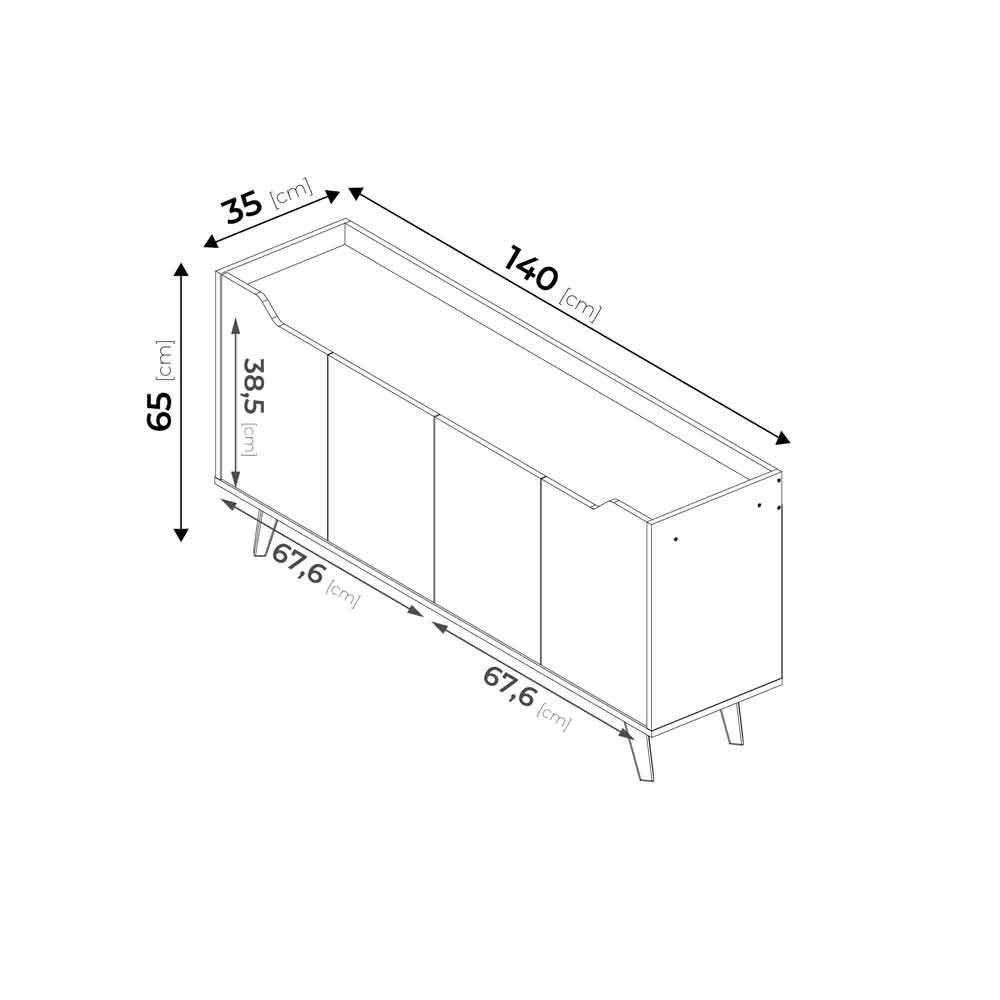 Rack UBBE Hyggesign 140 x 65 x 35cm. Color Madero / Blanco-6