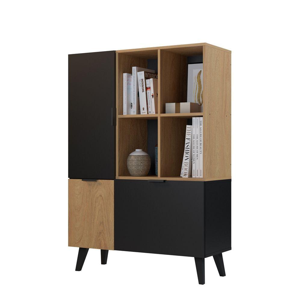 Estante Maul Hyggesign 90 x 130 x 35cm. Color Negro / Madera-1