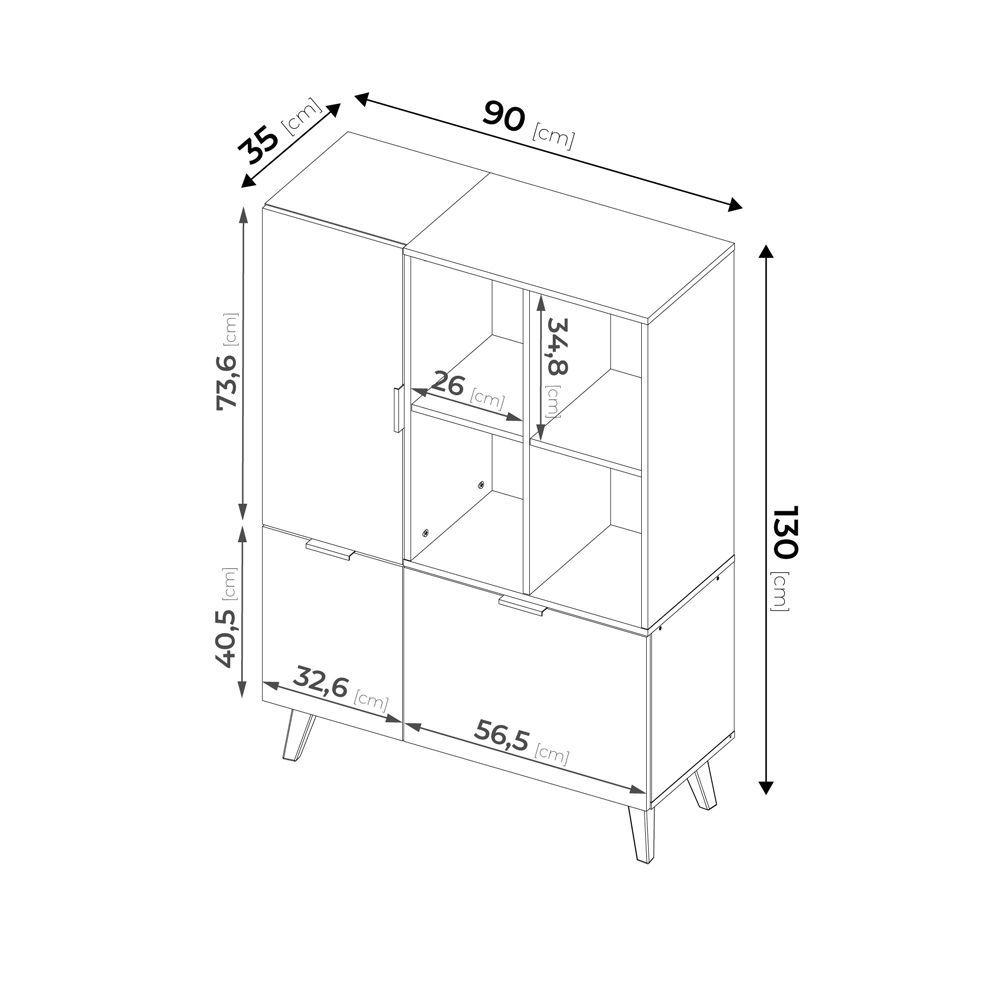Estante Maul Hyggesign 90 x 130 x 35cm. Color Negro / Madera-4