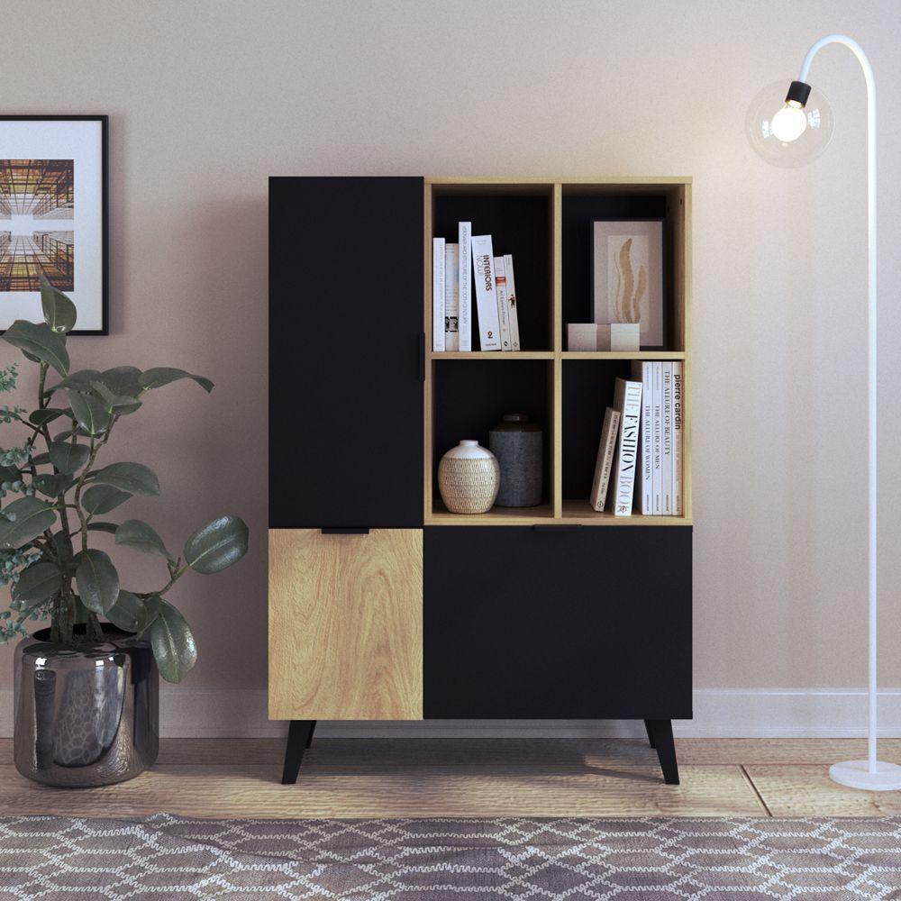 Estante Maul Hyggesign 90 x 130 x 35cm. Color Negro / Madera-7