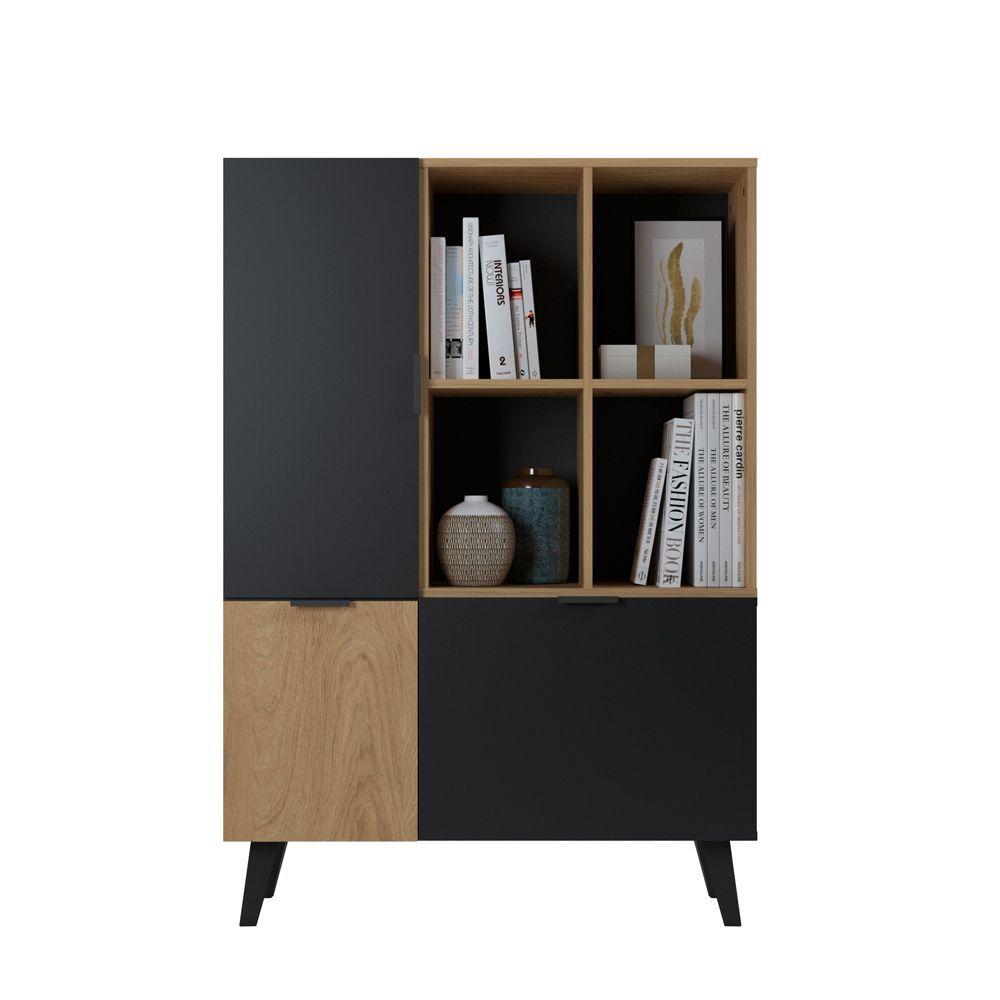 Estante Maul Hyggesign 90 x 130 x 35cm. Color Negro / Madera-0