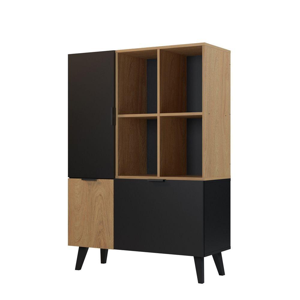 Estante Maul Hyggesign 90 x 130 x 35cm. Color Negro / Madera-3