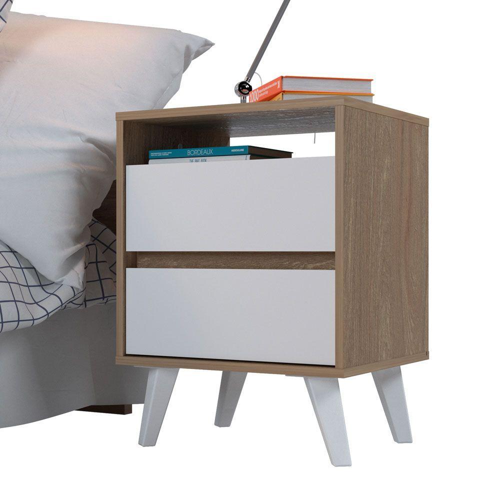 Kit 2 Veladores 2 Cajones Y 1 Espacio Color Madera Blanco-2