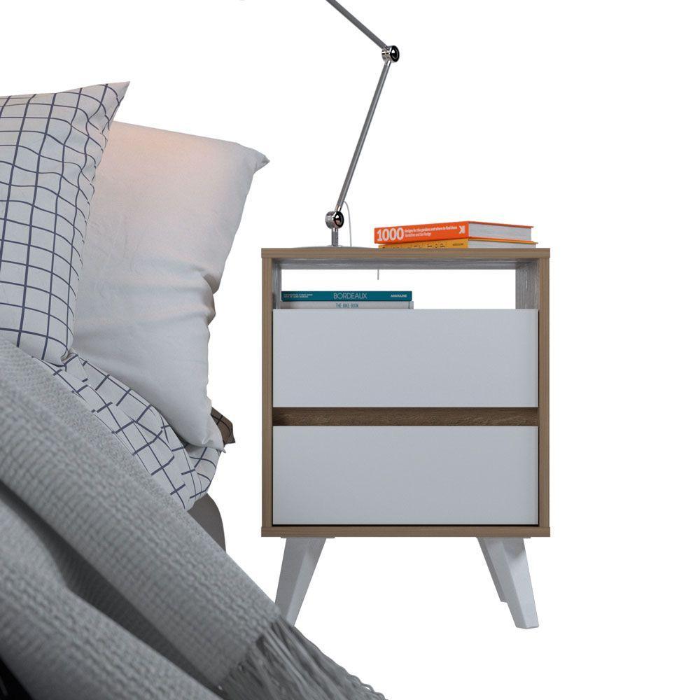 Kit 2 Veladores 2 Cajones Y 1 Espacio Color Madera Blanco-6