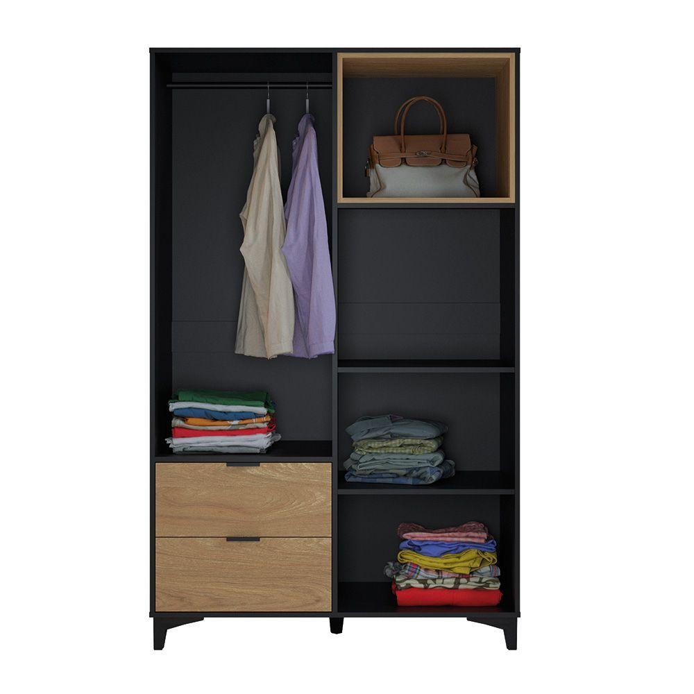 CLOSET MOOD 4P 2C 110x47x178 cm NEGRO/MADERA-3